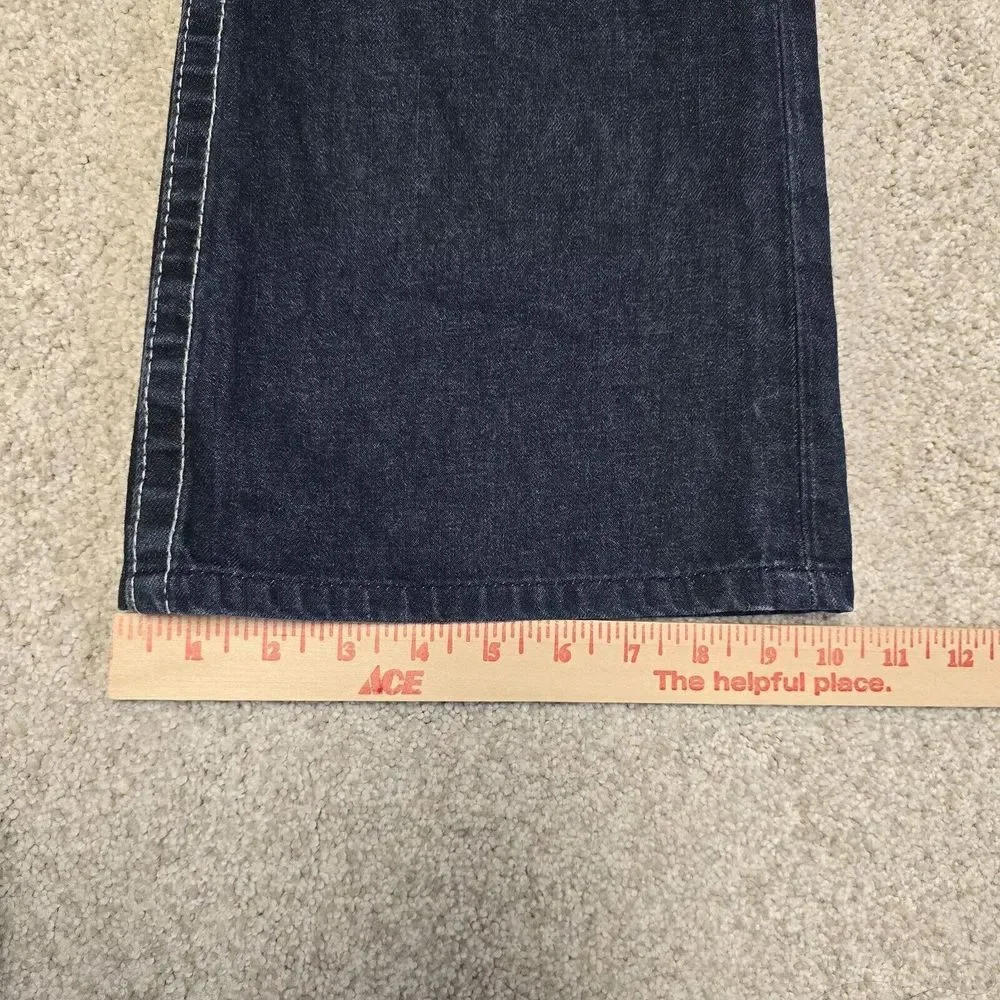 True Religion Mens Knee Patchwork‎ Bootcut With Flap Dark Wash Denim Jeans Sz 34